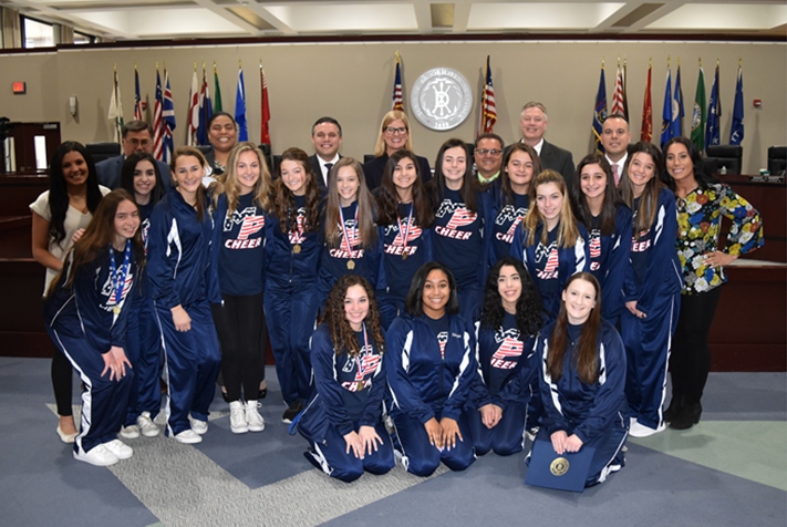 Miller Place High School Cheerleaders Recognized for Championship Victory